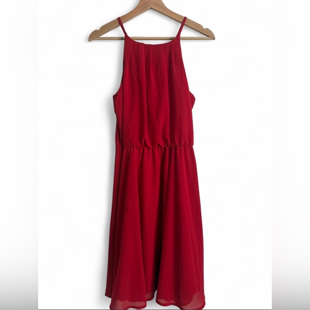 Blue Rain Red Mini Dress with Spaghetti Straps